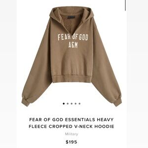 FEAR OF GOD ESSENTIALS CROPPED V-NECK HOODIE